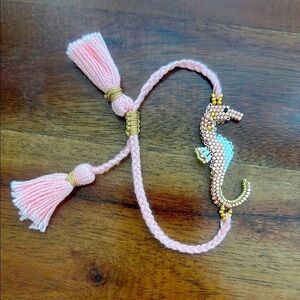 Pink beaded seahorse bracelet